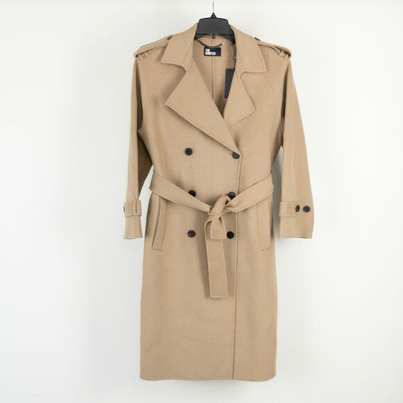 The Kooples Women Wool Blend Double Face Long Coat Beige Size 1/S